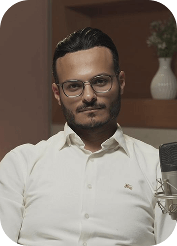 a man in a podcast show